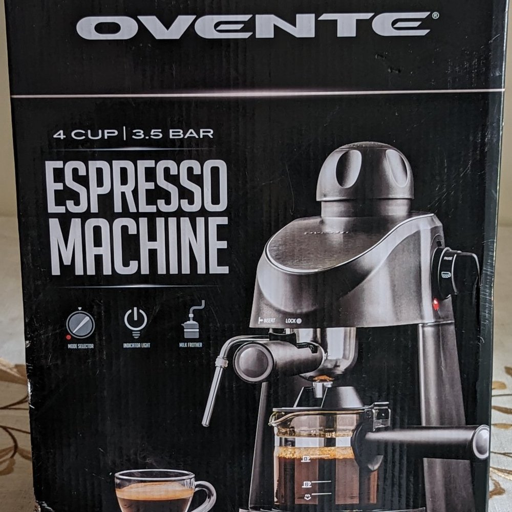Ovente 4 Cup Steam Espresso Machine - Black